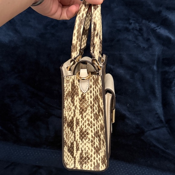 Coach Brown and Cream Mini Bag with Snakeskin Print on sides - Picture 2 of 8